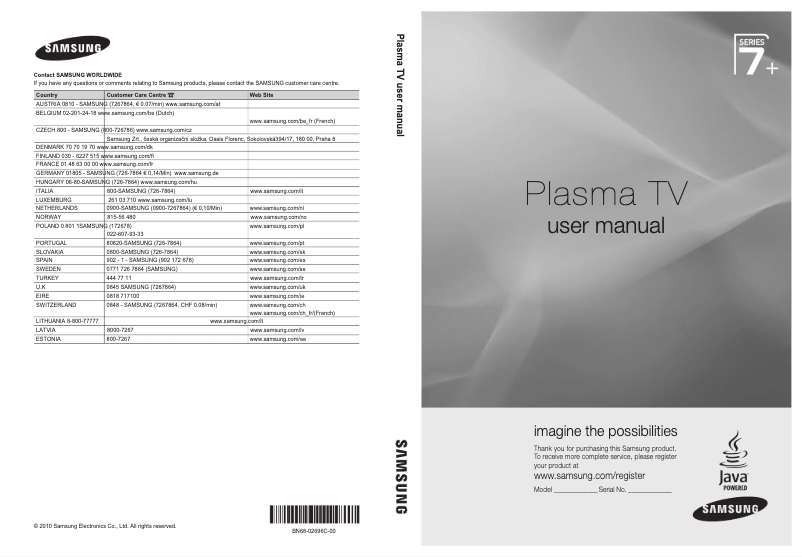 Imagen de la primera página del manual del dispositivo PS-50C7HD