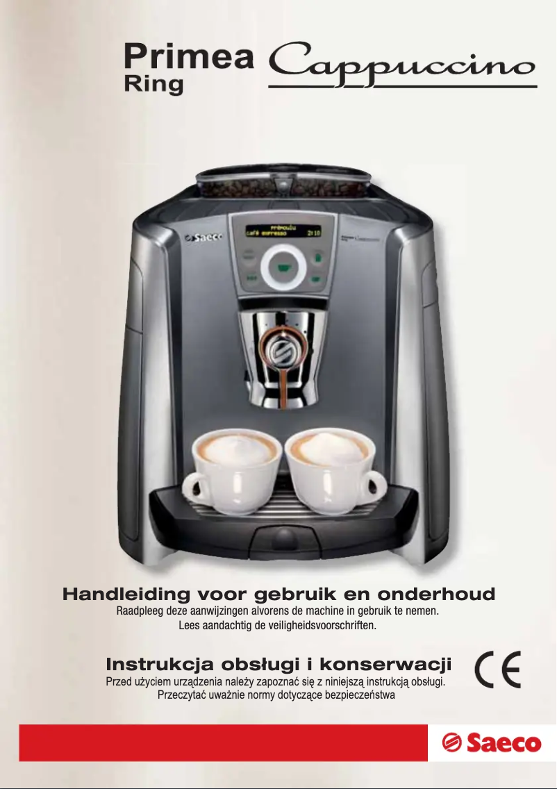 Imagen de la primera página del manual del dispositivo Saeco Primea Ring