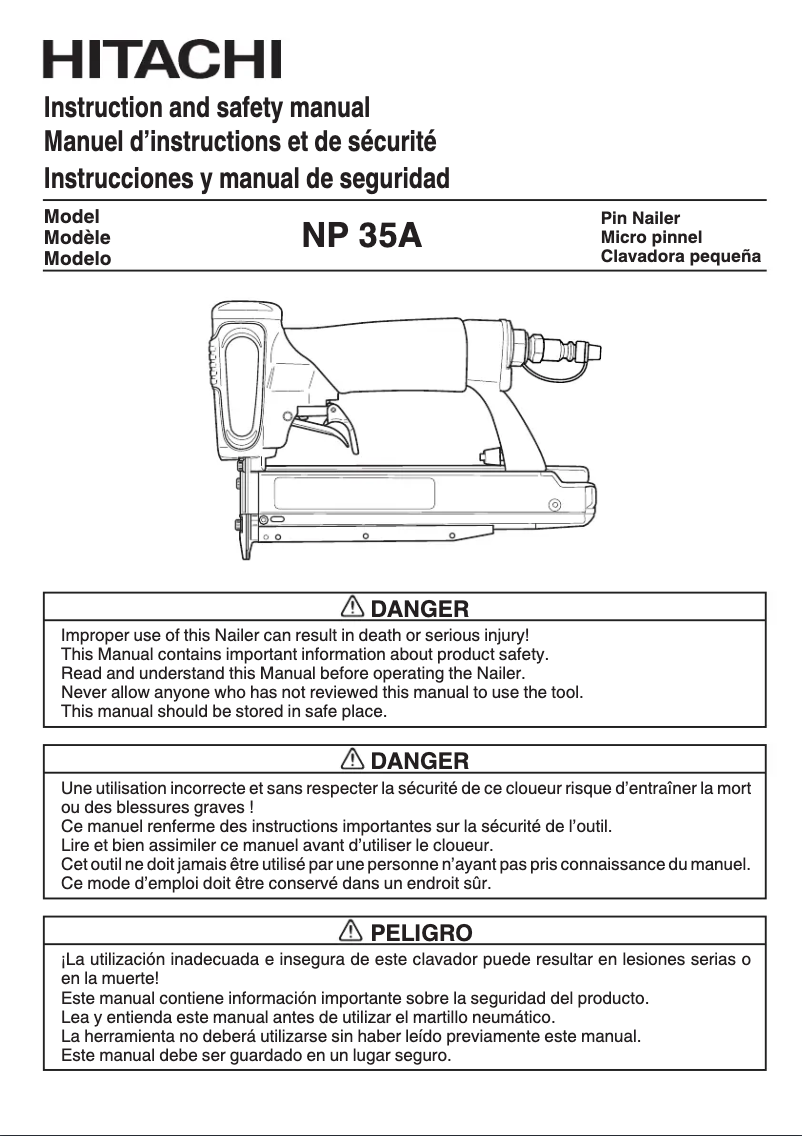Imagen de la primera página del manual del dispositivo NP35A