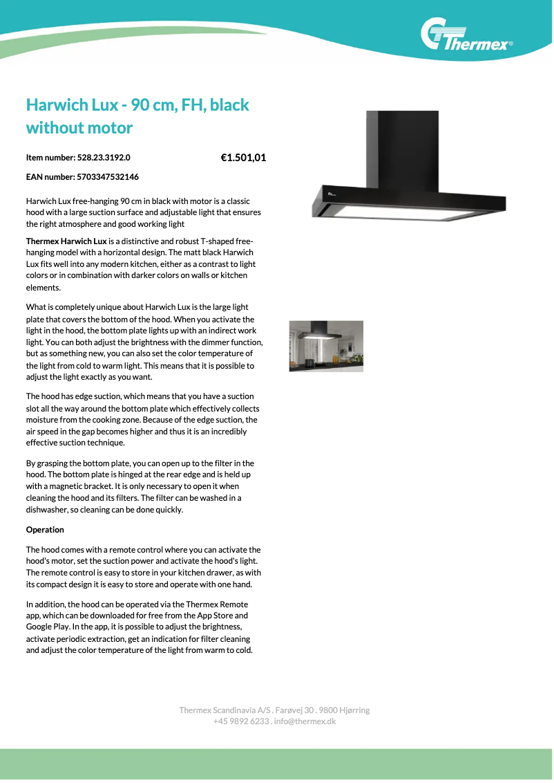 Página 1 del manual Ficha técnica Thermex Harwich Lux