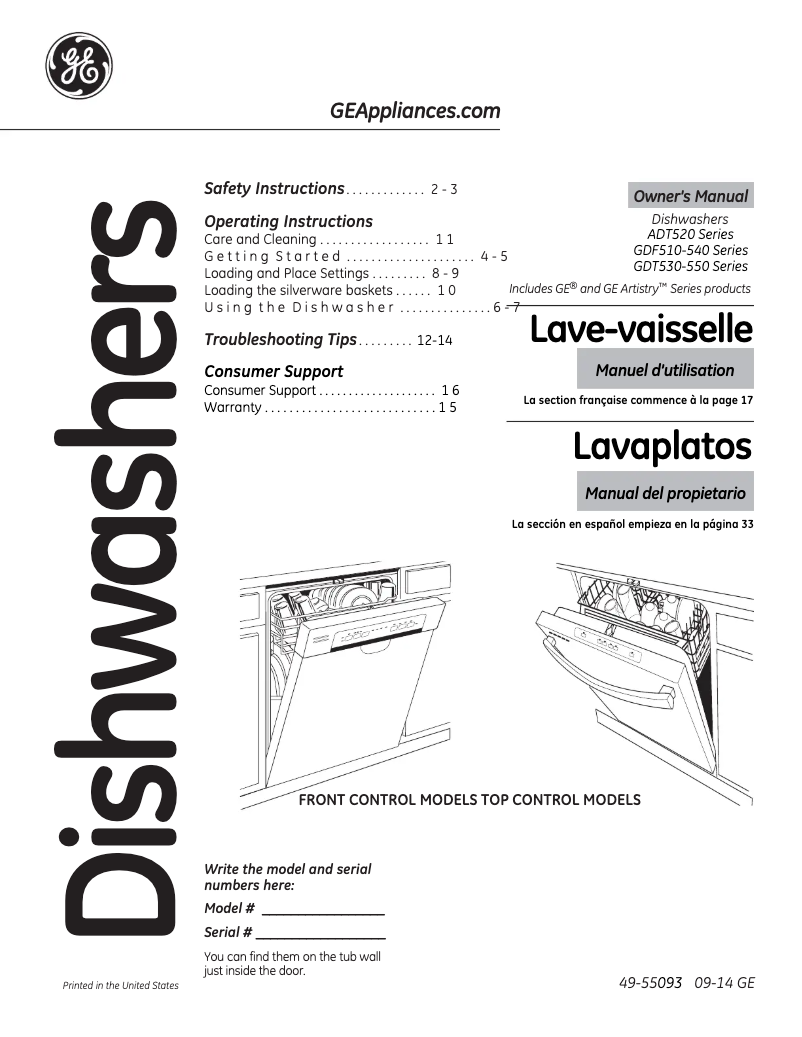 Imagen de la primera página del manual del dispositivo GDF510PGDWW