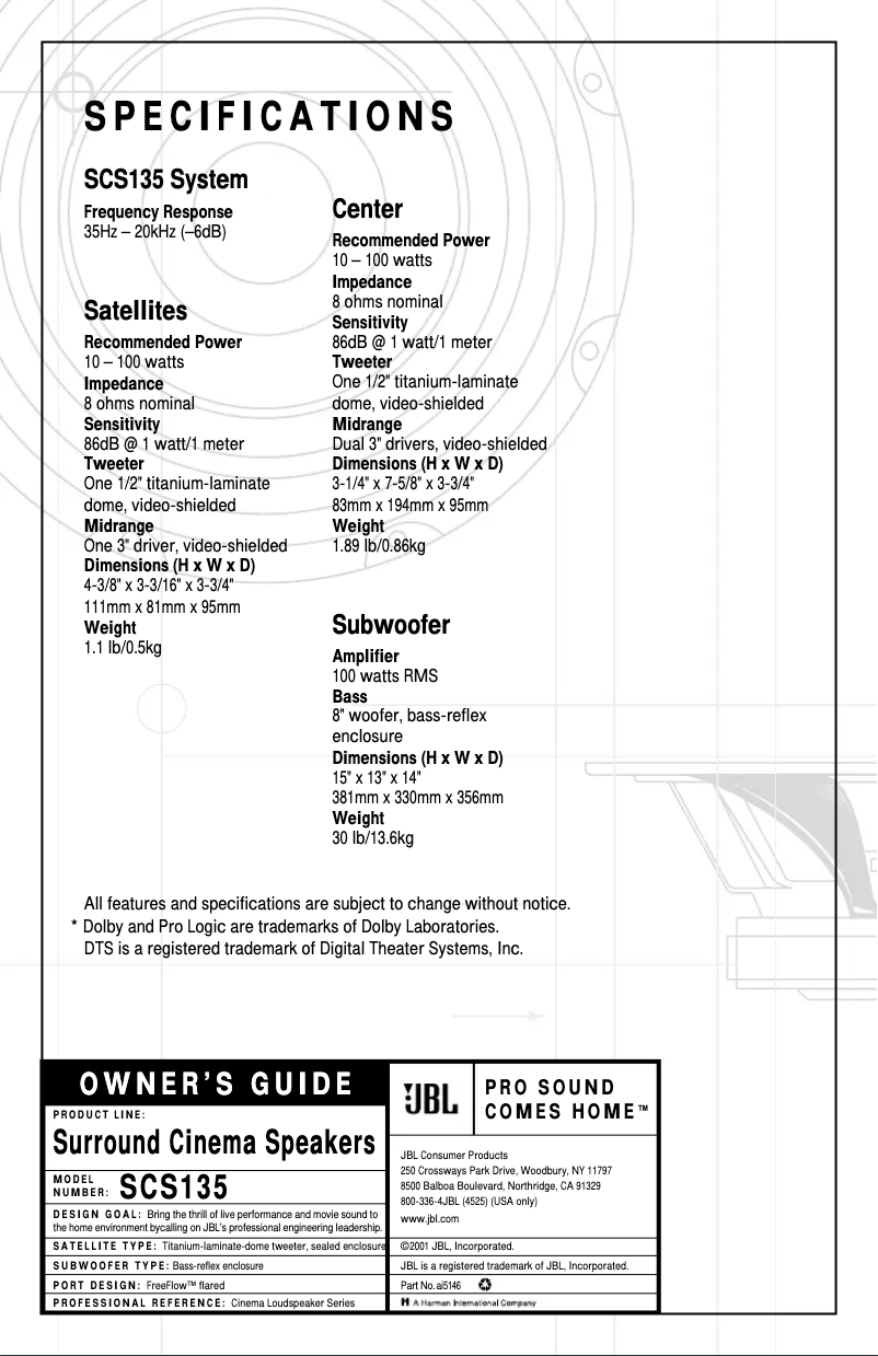 Imagen de la primera página del manual del dispositivo SCS135