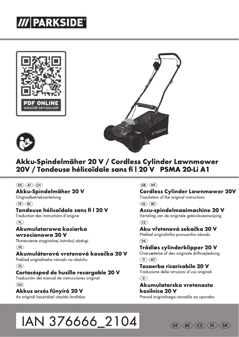 Página nº 1 - Manual de usuario Parkside PSMA 20-Li A1