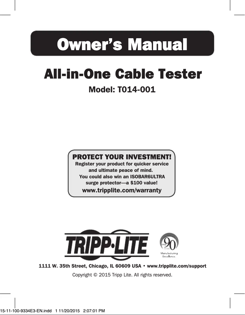 Página nº 1 - Manual de usuario Tripp Lite T014-001