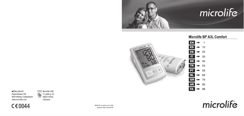 Imagen de la primera página del manual del dispositivo BP A3L Comfort