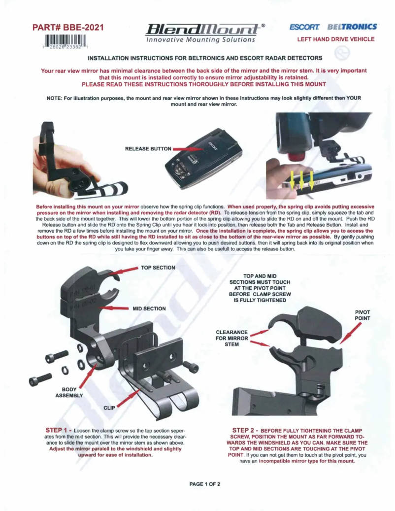 Página 1 del manual Manual de usuario BlendMount BBE-2021