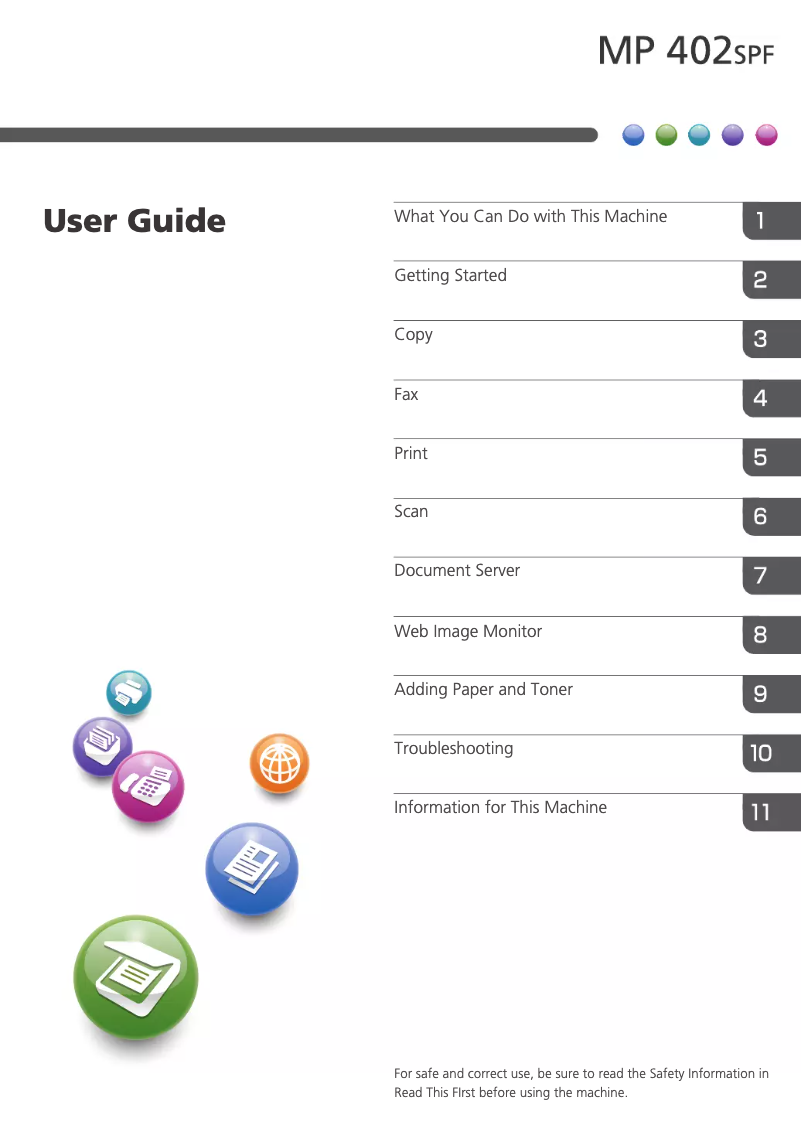 Imagen de la primera página del manual del dispositivo MP 402spff