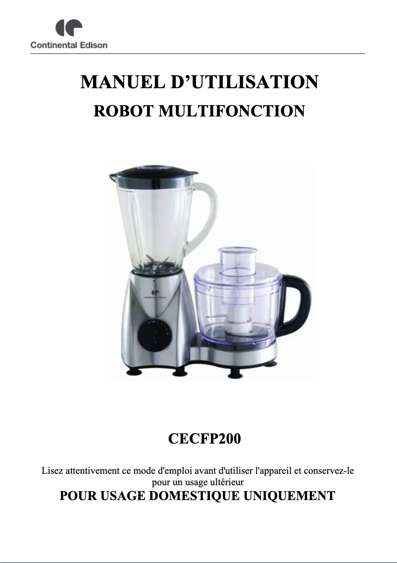 Página 1 del manual Manual de usuario Continental Edison CECFP200