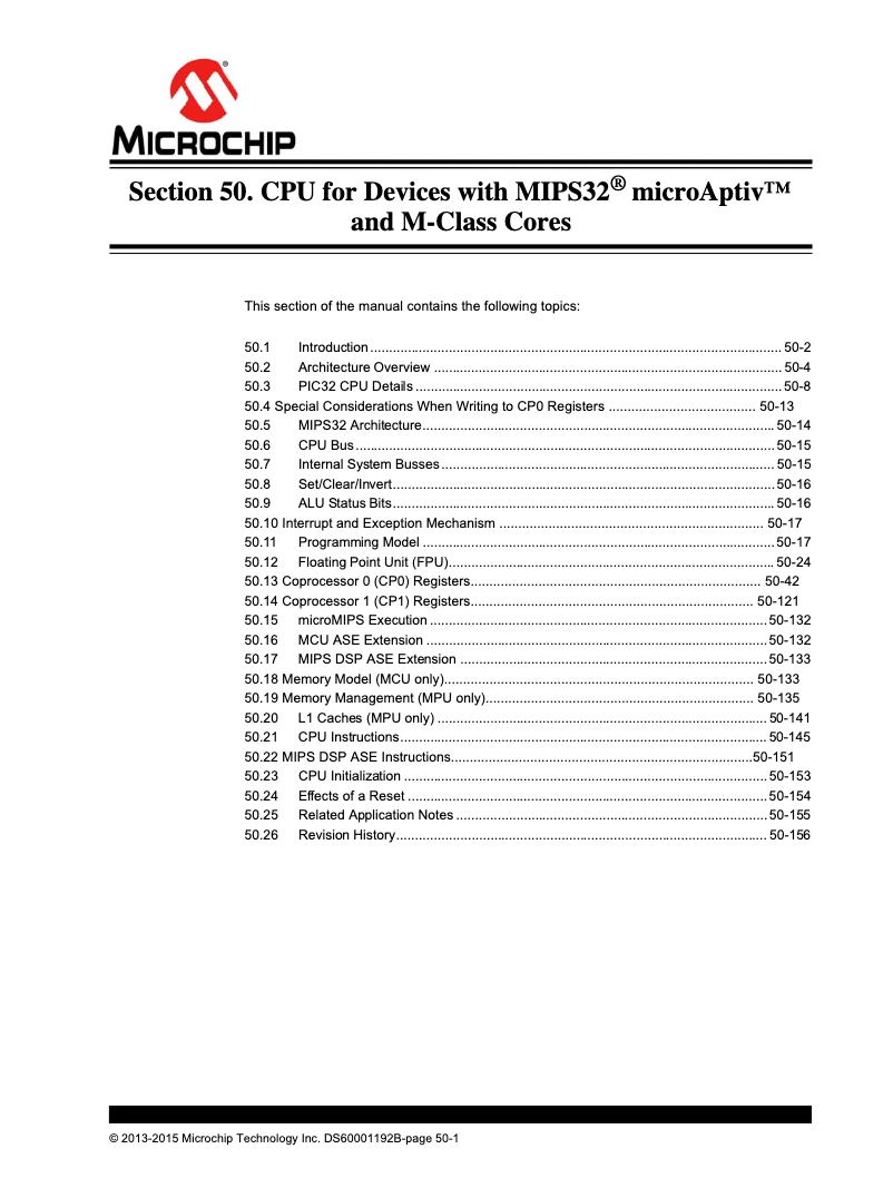 Imagen de la primera página del manual del dispositivo PIC32MM0128GPM064