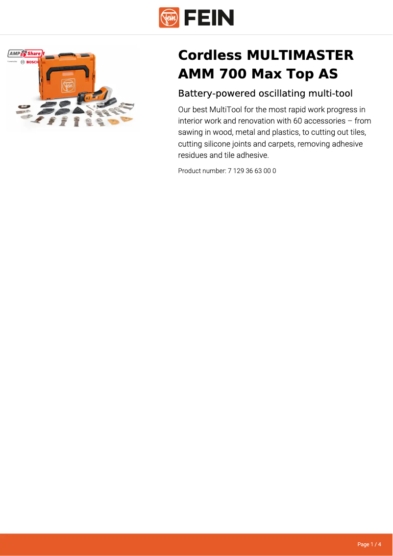 Imagen de la primera página del manual del dispositivo Multimaster AMM 700 Max