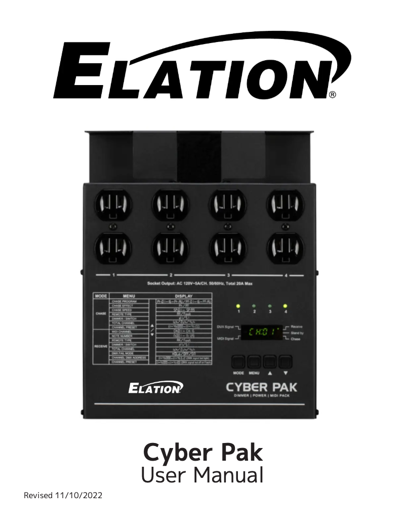 Página 1 del manual Manual de usuario Elation Cyber Pak