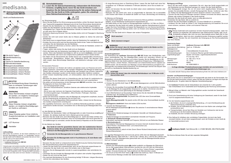 Página nº 1 - Manual de usuario Medisana MM 825