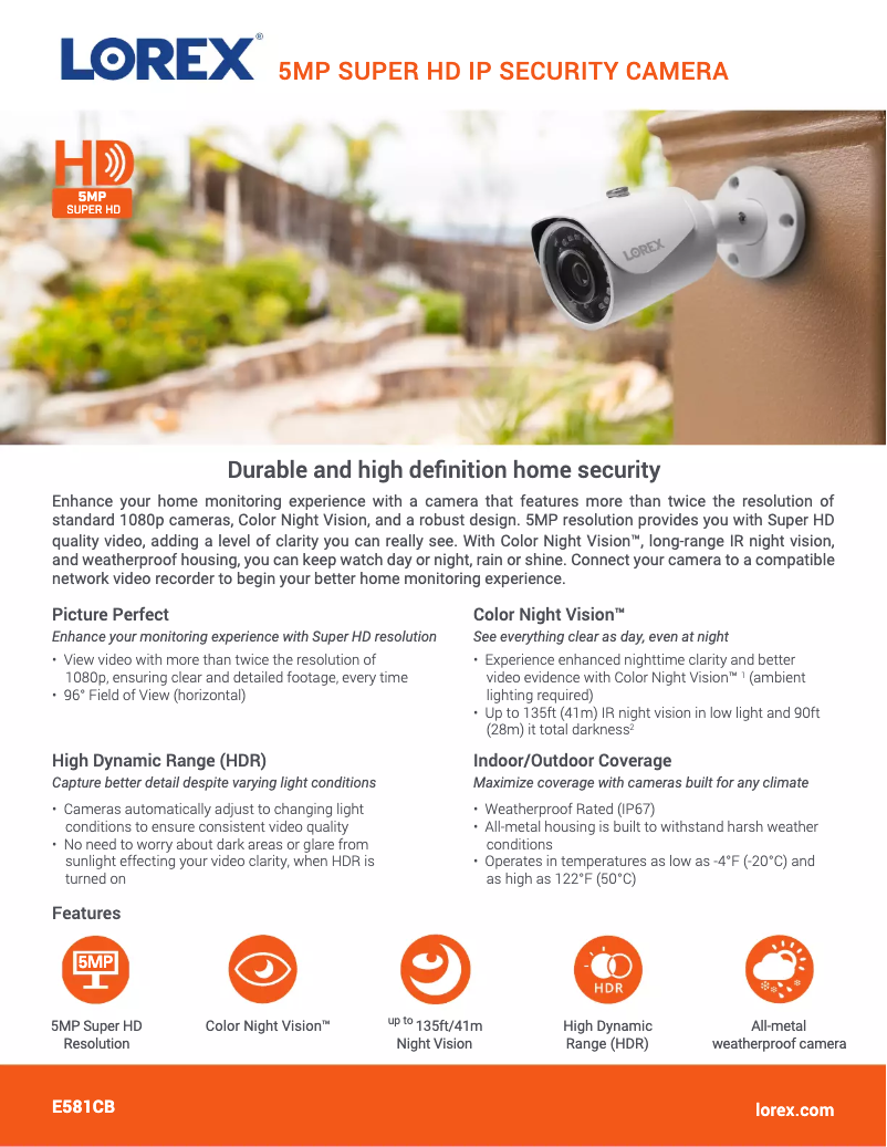 Página nº 1 - Ficha técnica Lorex E581CB-E