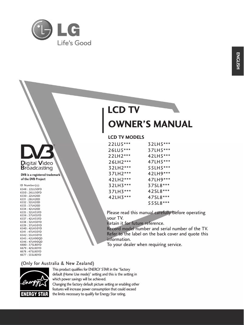 Imagen de la primera página del manual del dispositivo 22LU50FD