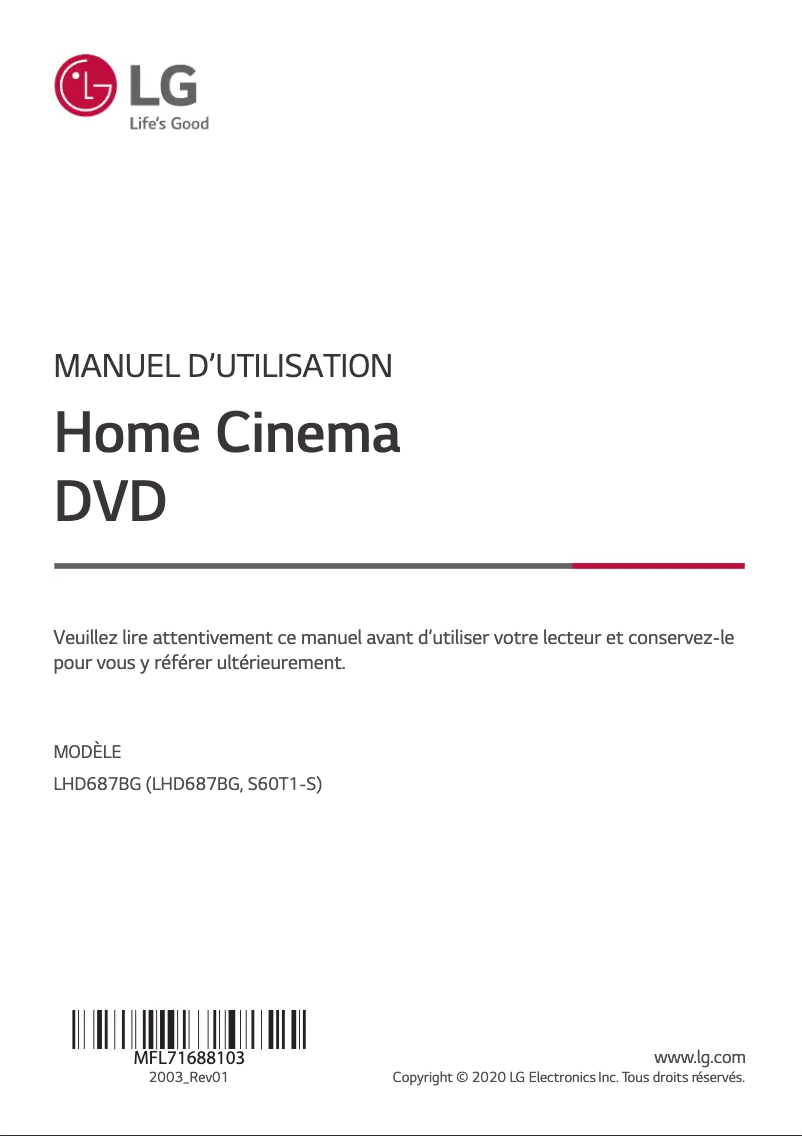 Página nº 1 - Manual de usuario LG LHD687BG