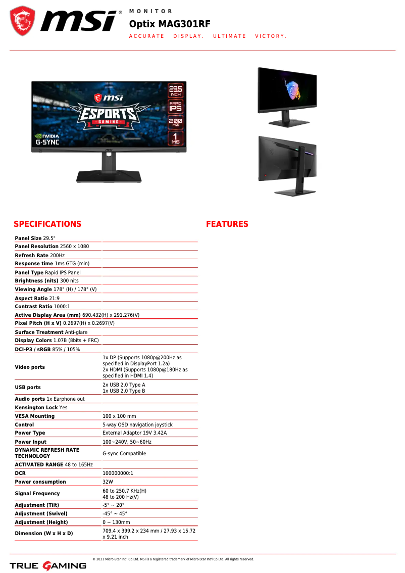 Página nº 1 - Folleto MSI Optix MAG301RF