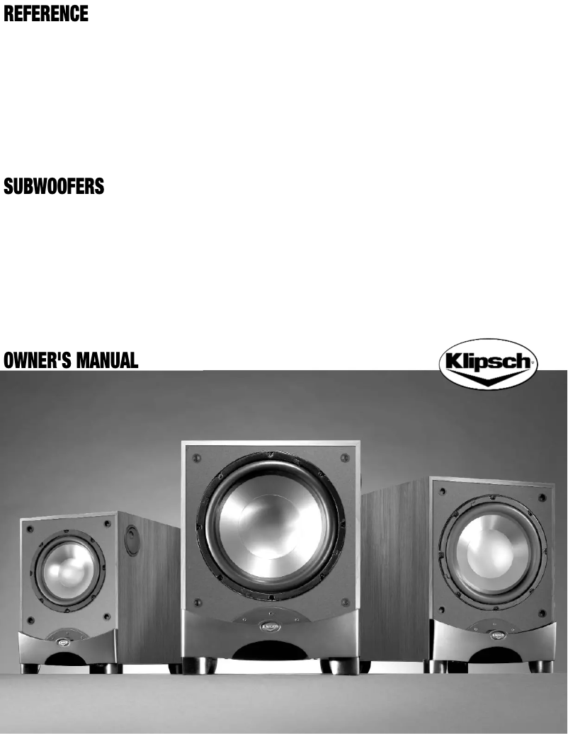 Página 1 del manual Manual de usuario Klipsch Reference Sub