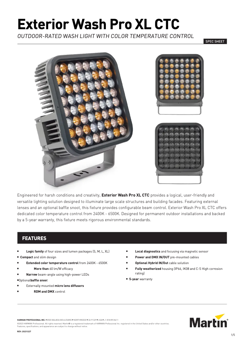 Imagen de la primera página del manual del dispositivo Exterior Wash Pro XL CTC