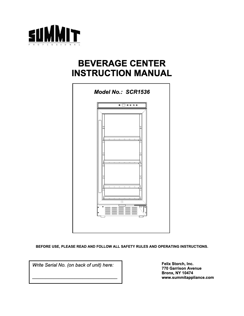 Imagen de la primera página del manual del dispositivo SCR1536