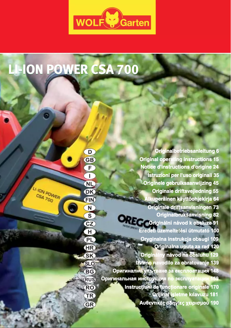 Página 1 del manual Manual de usuario Wolf Garten CSA 700