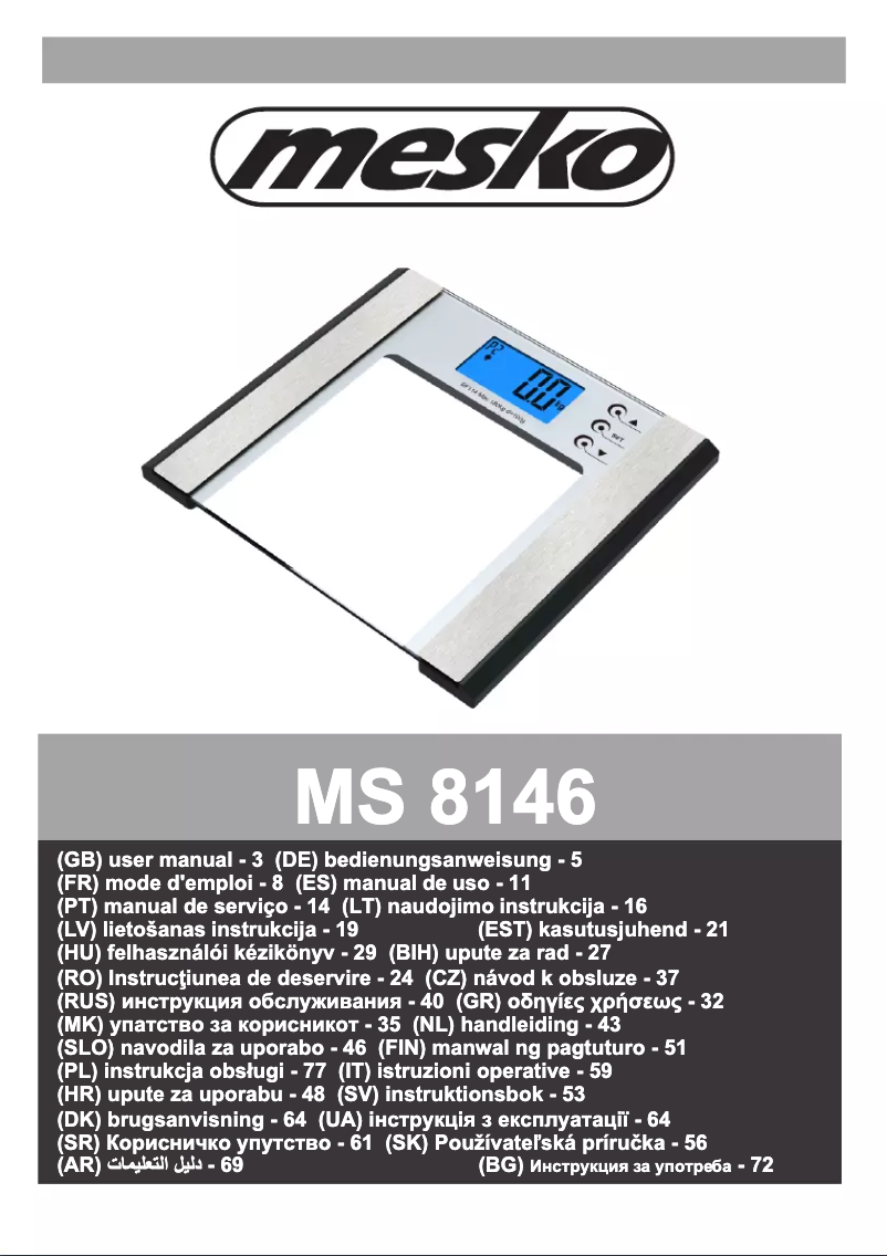 Página 1 del manual Manual de usuario Mesko MS 8146