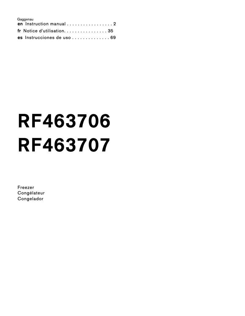 Imagen de la primera página del manual del dispositivo RF463706