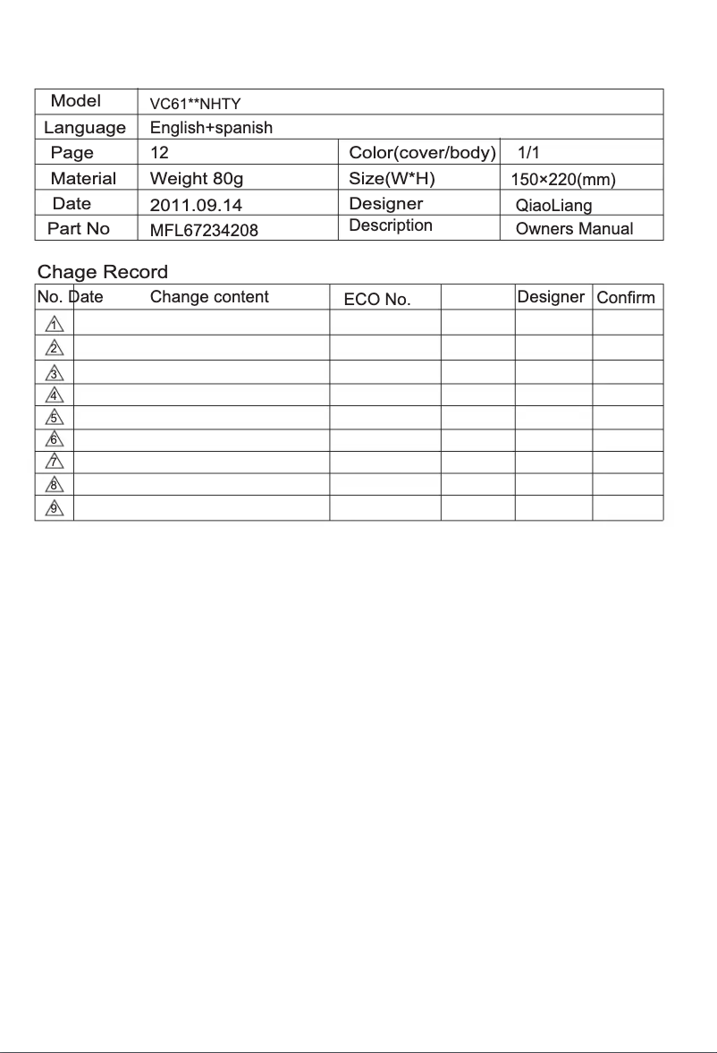 Imagen de la primera página del manual del dispositivo VC6116NHTY