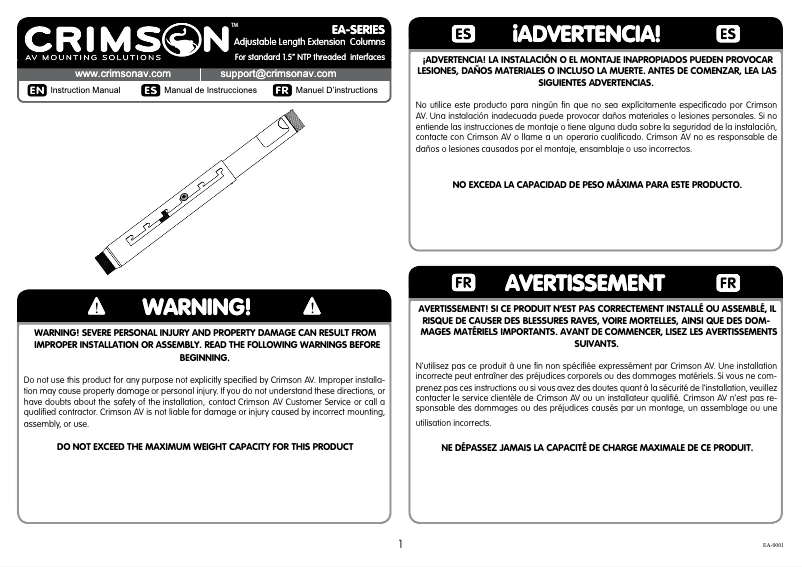 Imagen de la primera página del manual del dispositivo EA0611B