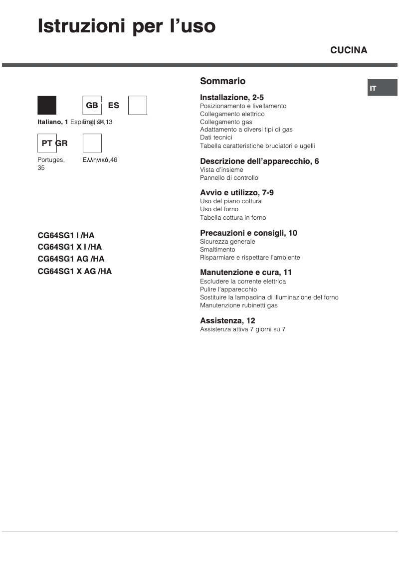 Imagen de la primera página del manual del dispositivo CG64SG1 (W) I /HA