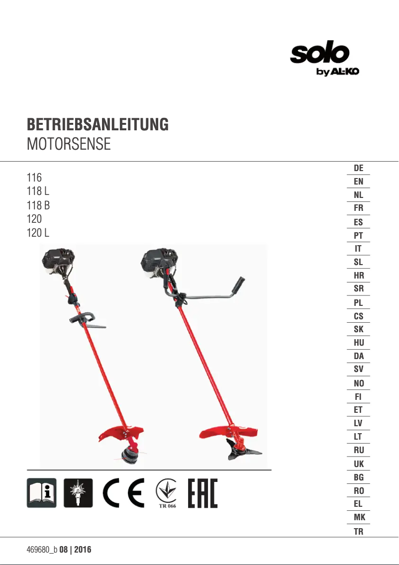 Imagen de la primera página del manual del dispositivo Solo 116 B
