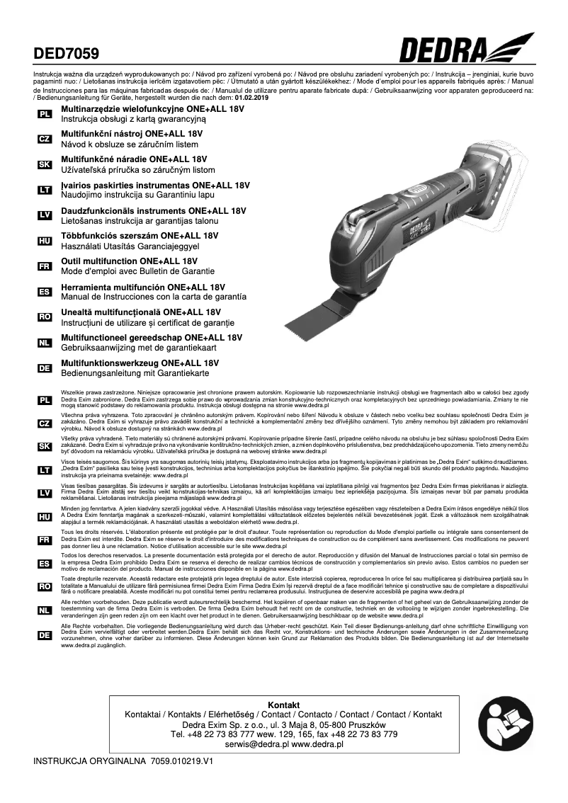 Página 1 del manual Manual de usuario DEDRA DED7059