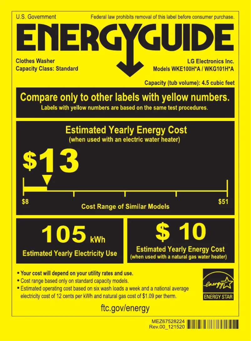 Página 1 del manual Etiqueta energética LG WKE100HWA