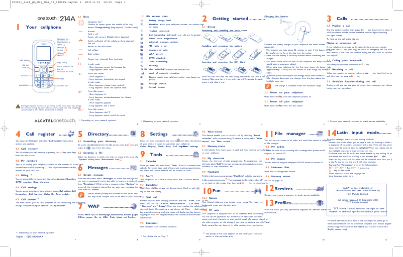 Página nº 1 - Manual de usuario Alcatel One Touch 214A