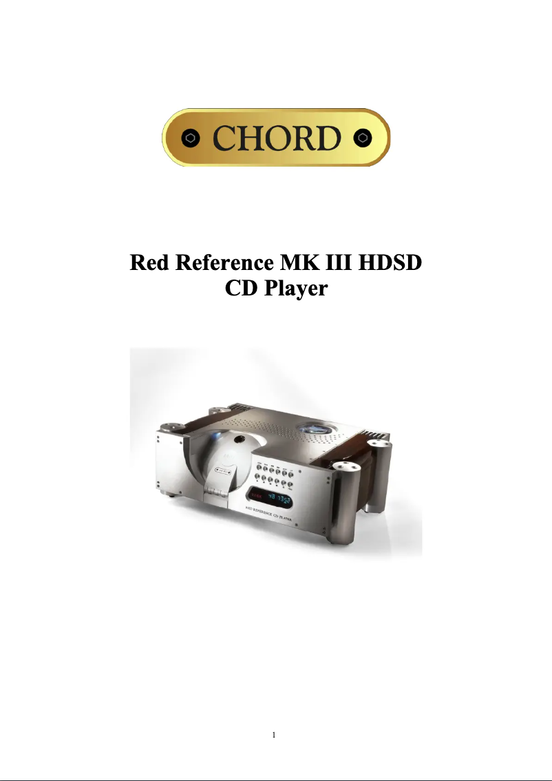 Página 1 del manual Manual de usuario Chord Red Reference MK III HDSD