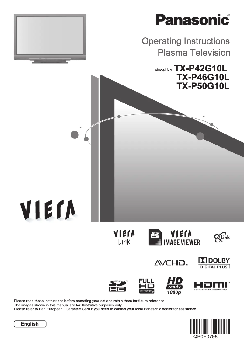 Imagen de la primera página del manual del dispositivo Viera TX-P50G10L