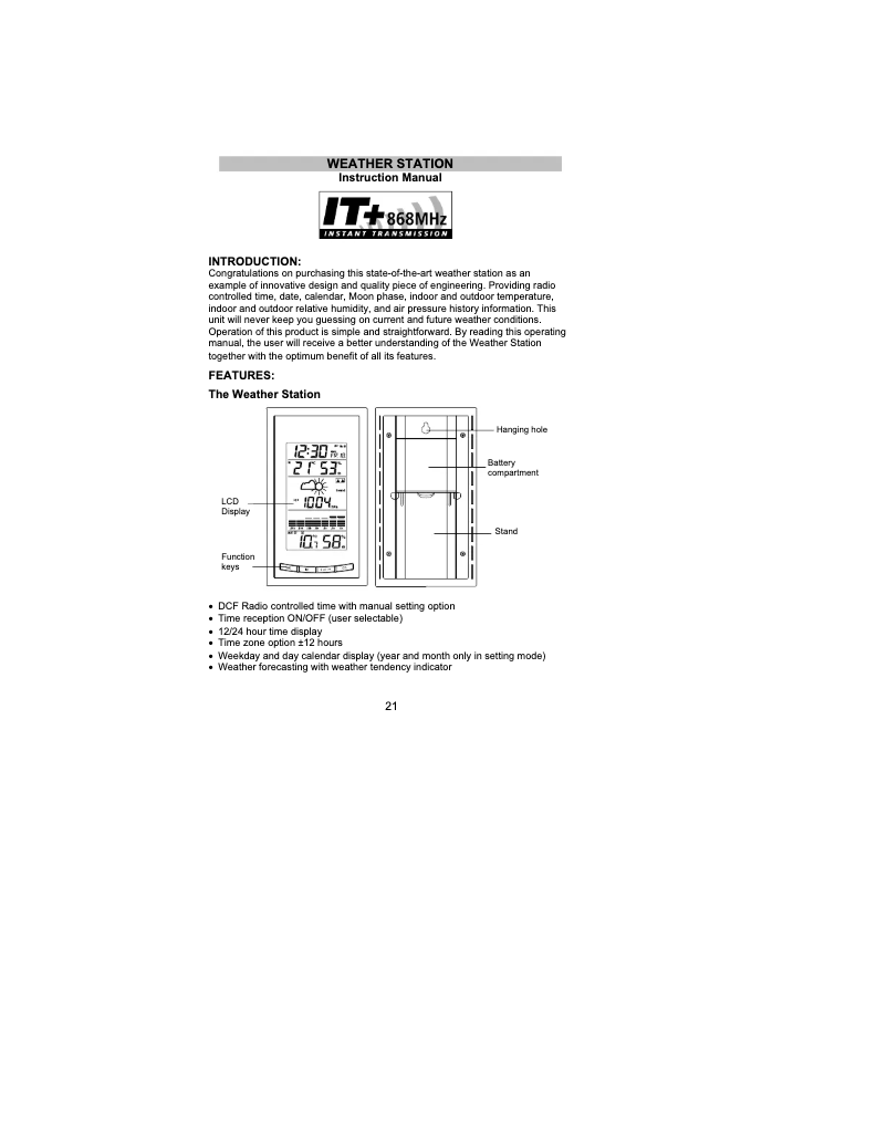 Página nº 1 - Manual de usuario TFA 35.1078.10.IT