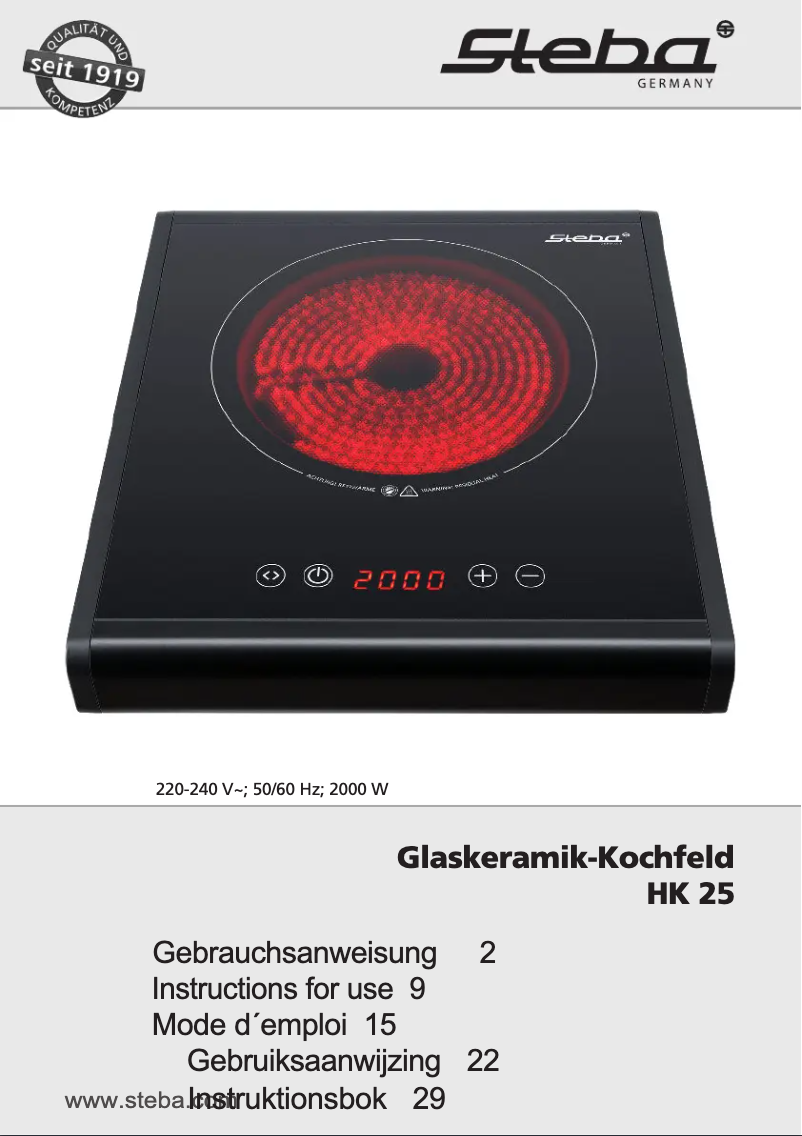 Página 1 del manual Manual de usuario Steba HK 25