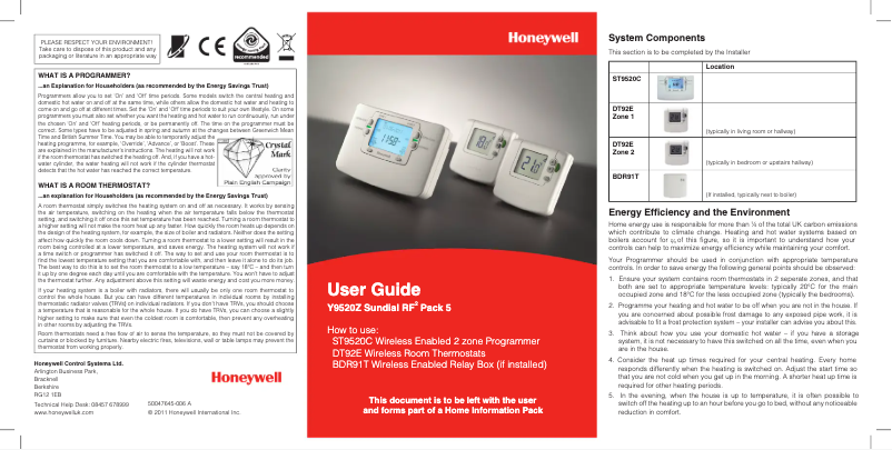 Página 1 del manual Manual de usuario Honeywell ST9520C