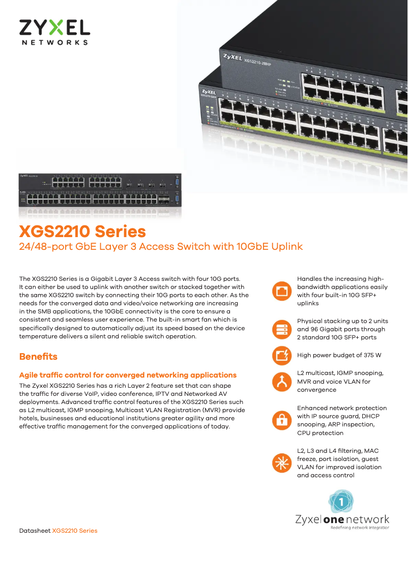 Página 1 del manual Ficha técnica ZyXEL XGS2210-52