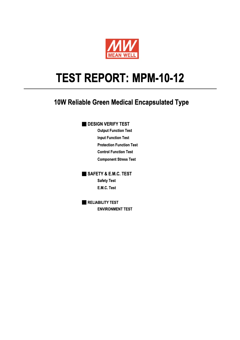 Página 1 del manual Ficha técnica Mean Well MPM-10-12