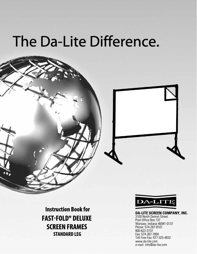 Imagen de la primera página del manual del dispositivo Fast-Fold Deluxe Screen System 86" x 116"