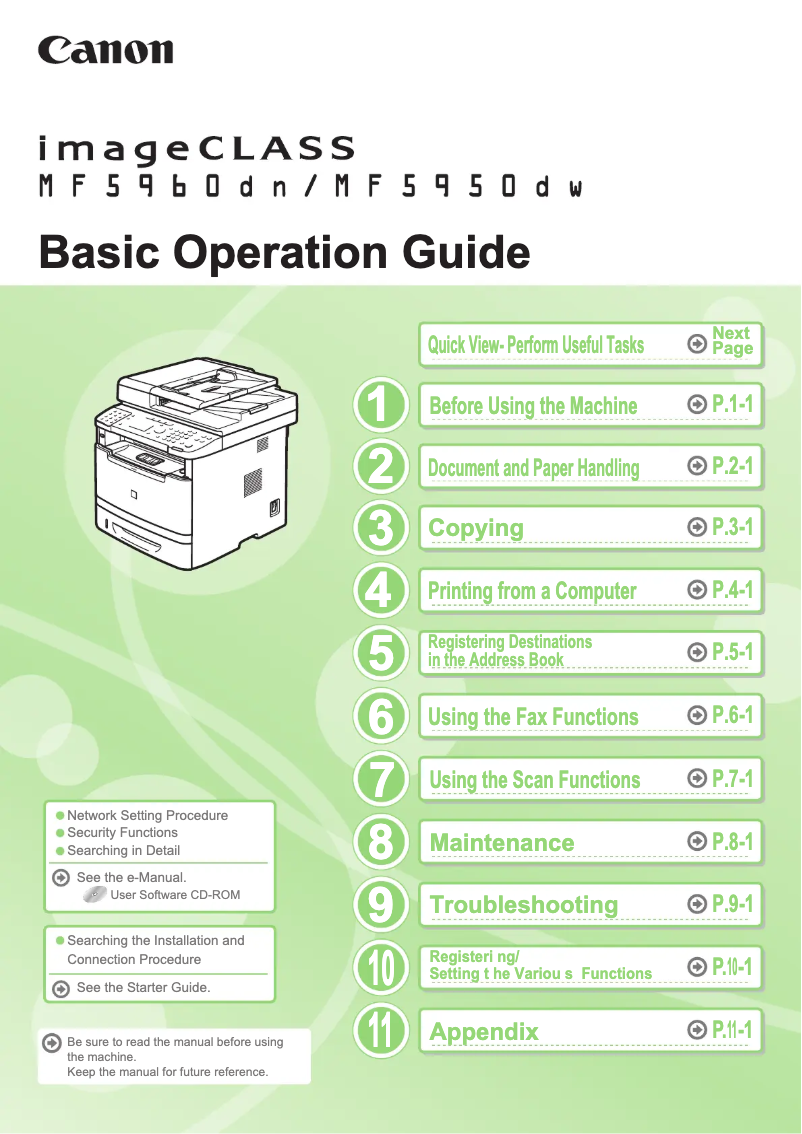 Imagen de la primera página del manual del dispositivo imageCLASS MF5950dw