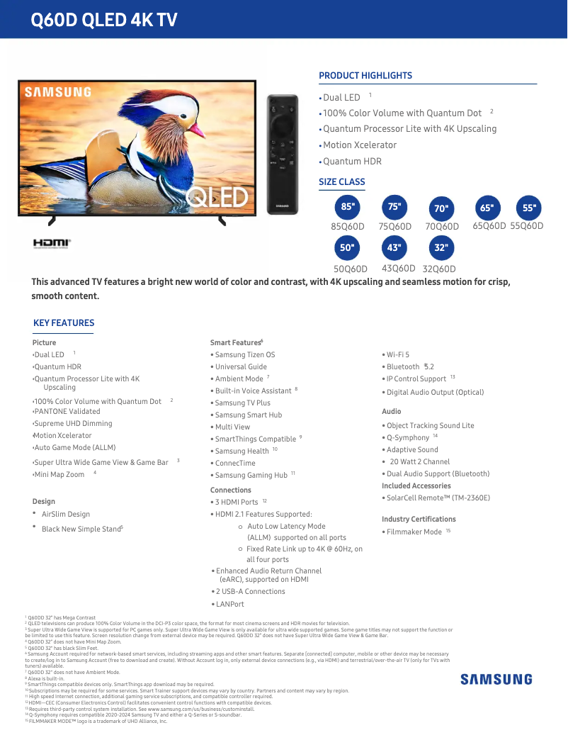Imagen de la primera página del manual del dispositivo QN75Q60DAF