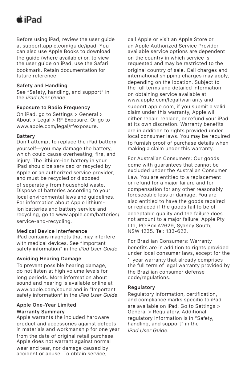 Imagen de la primera página del manual del dispositivo iPad Mini (5th Gen)