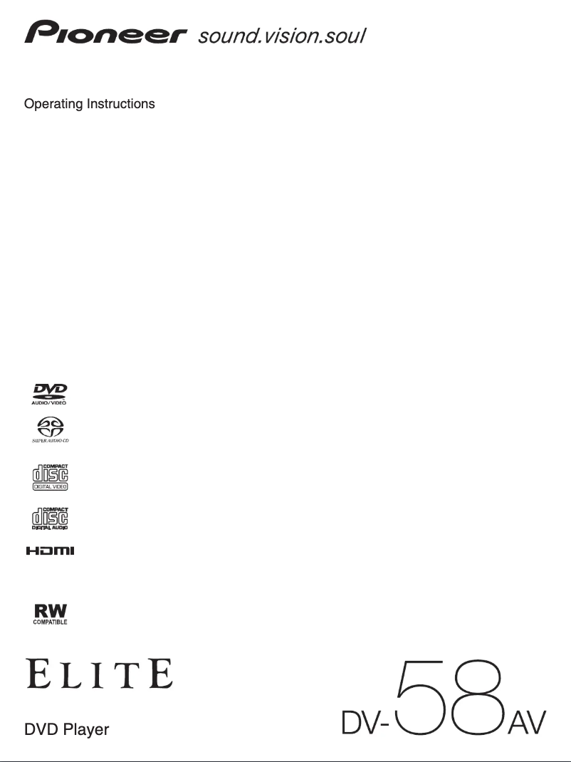 Imagen de la primera página del manual del dispositivo Elite DV-58AV