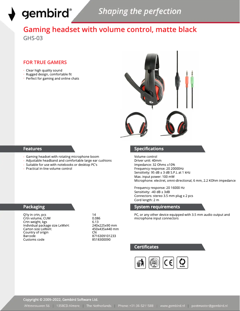 Imagen de la primera página del manual del dispositivo GHS-03