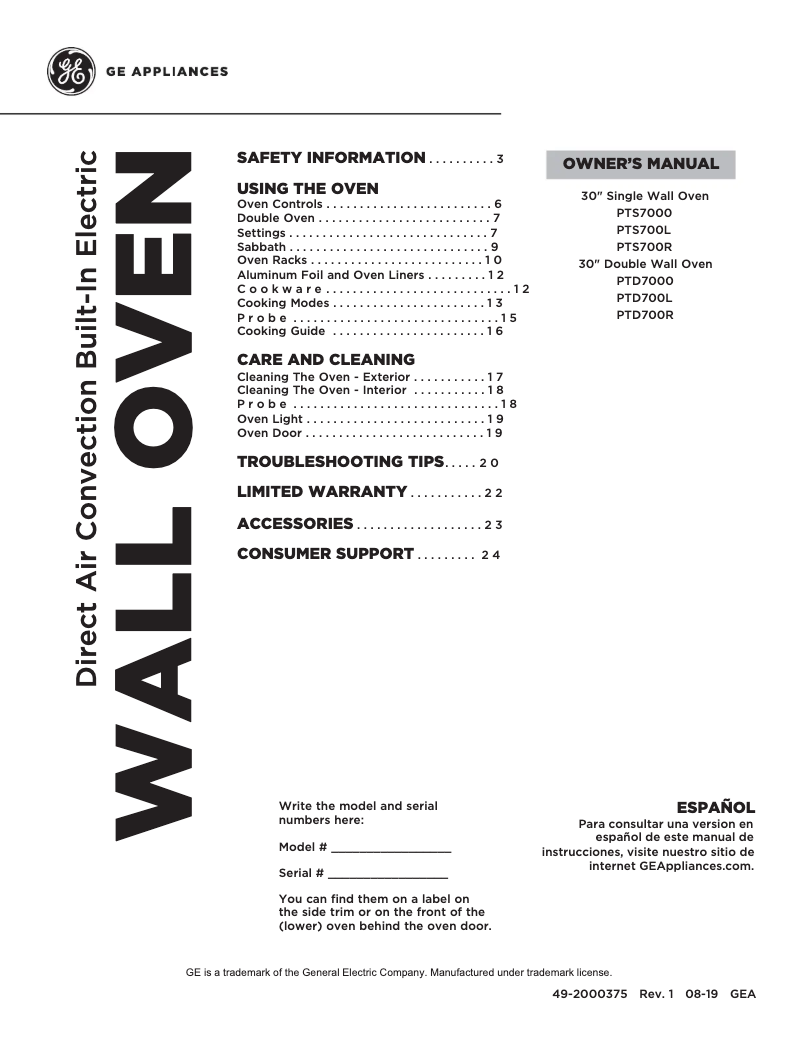 Página 1 del manual Manual de usuario GE Profile PTD700LSNSS
