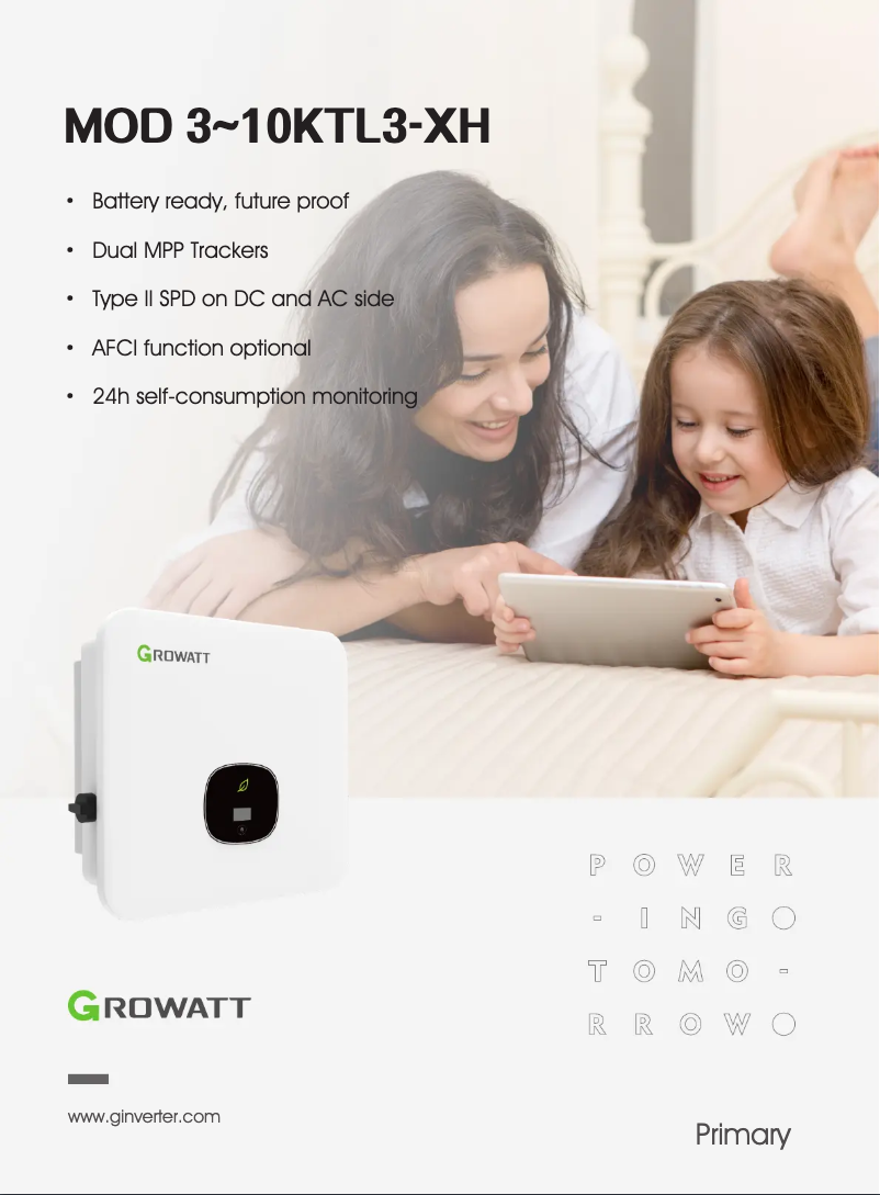 Página 1 del manual Ficha técnica Growatt MOD 6000TL3-XH