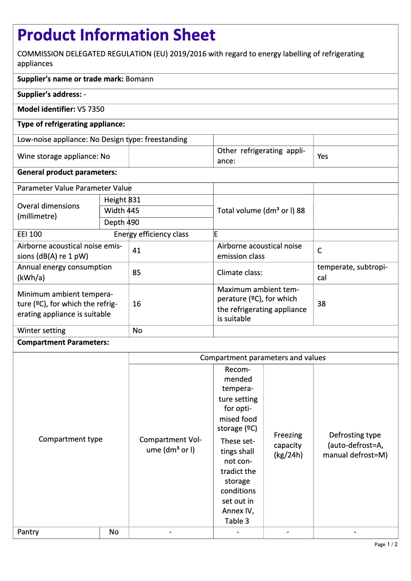 Imagen de la primera página del manual del dispositivo VS 7350