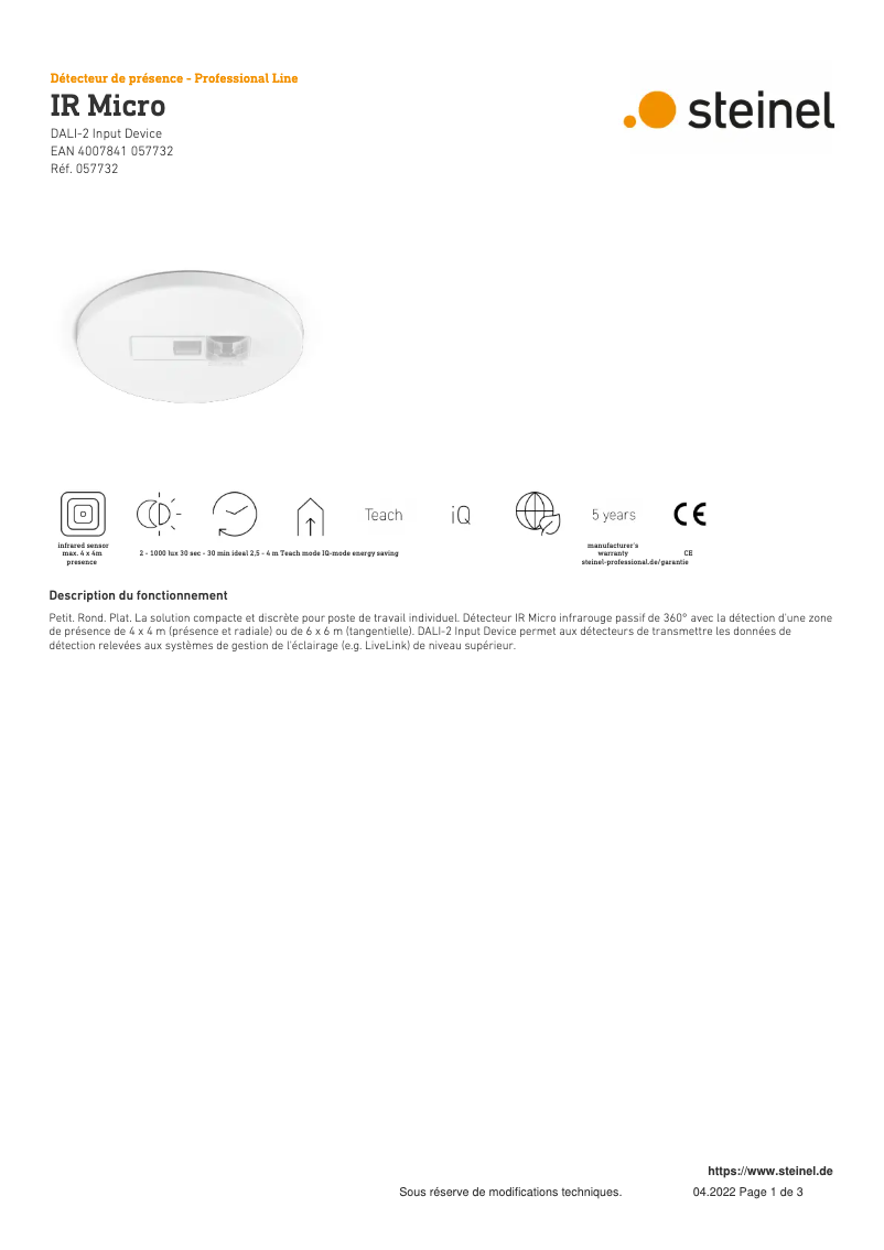 Imagen de la primera página del manual del dispositivo IR Micro DALI